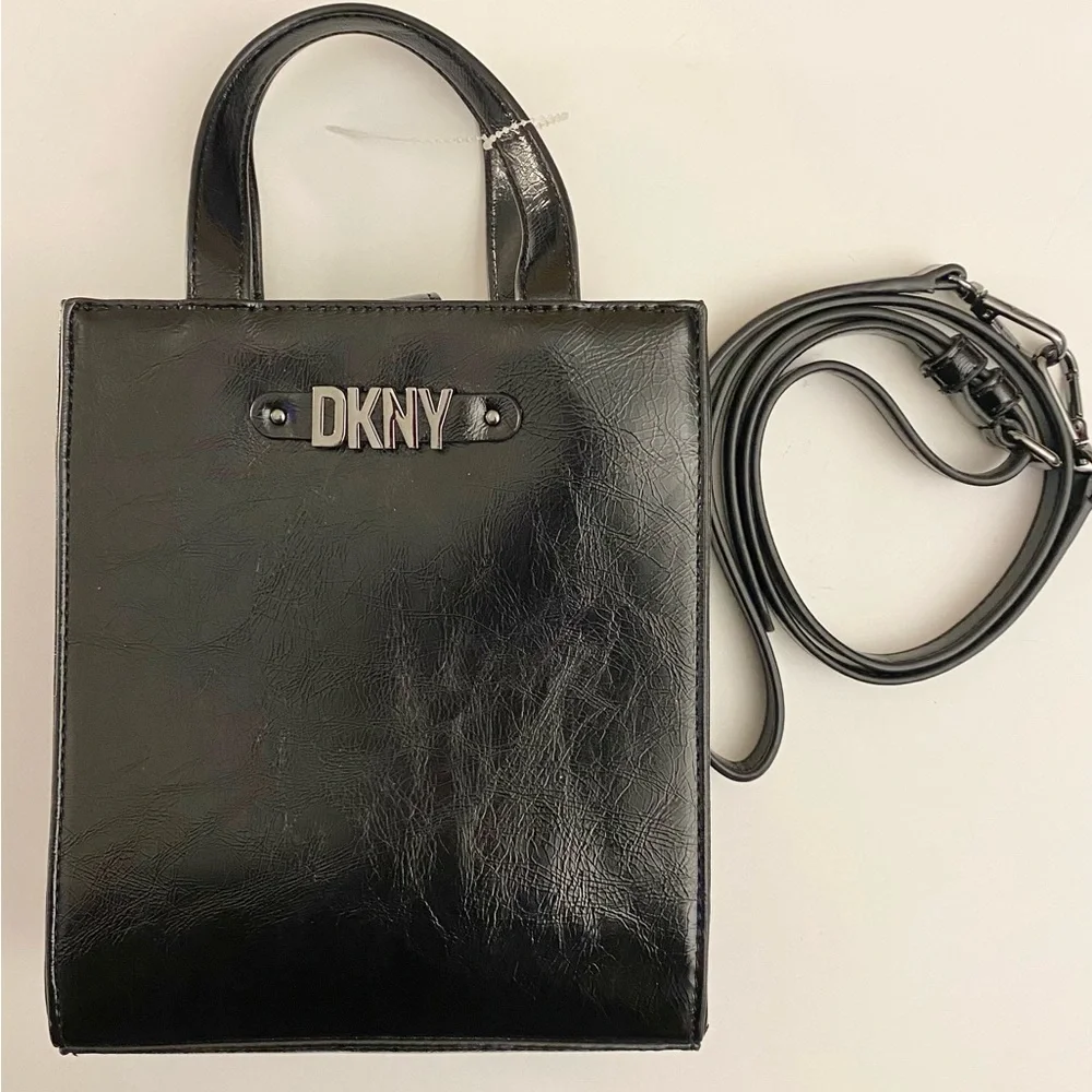 EUC! DKNY ALISON SM NS TOTE Crossbody Bag Black Purse